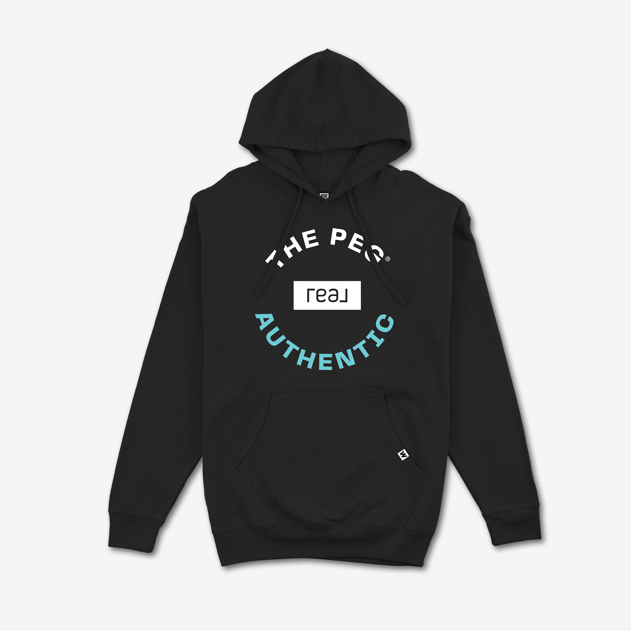 The Peg x REAL Mid Weight Crest Hoodie (Black, Aqua)