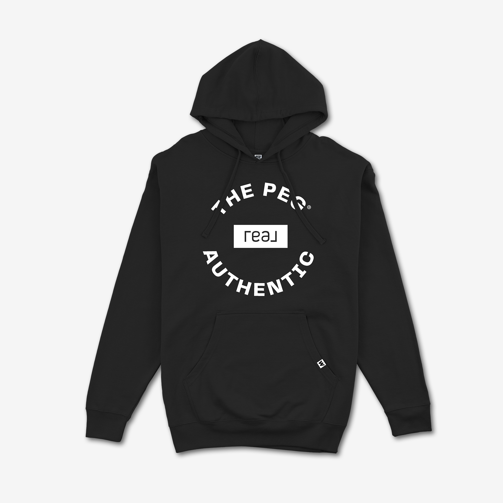 The Peg x REAL Mid Weight Crest Hoodie (Black, White)