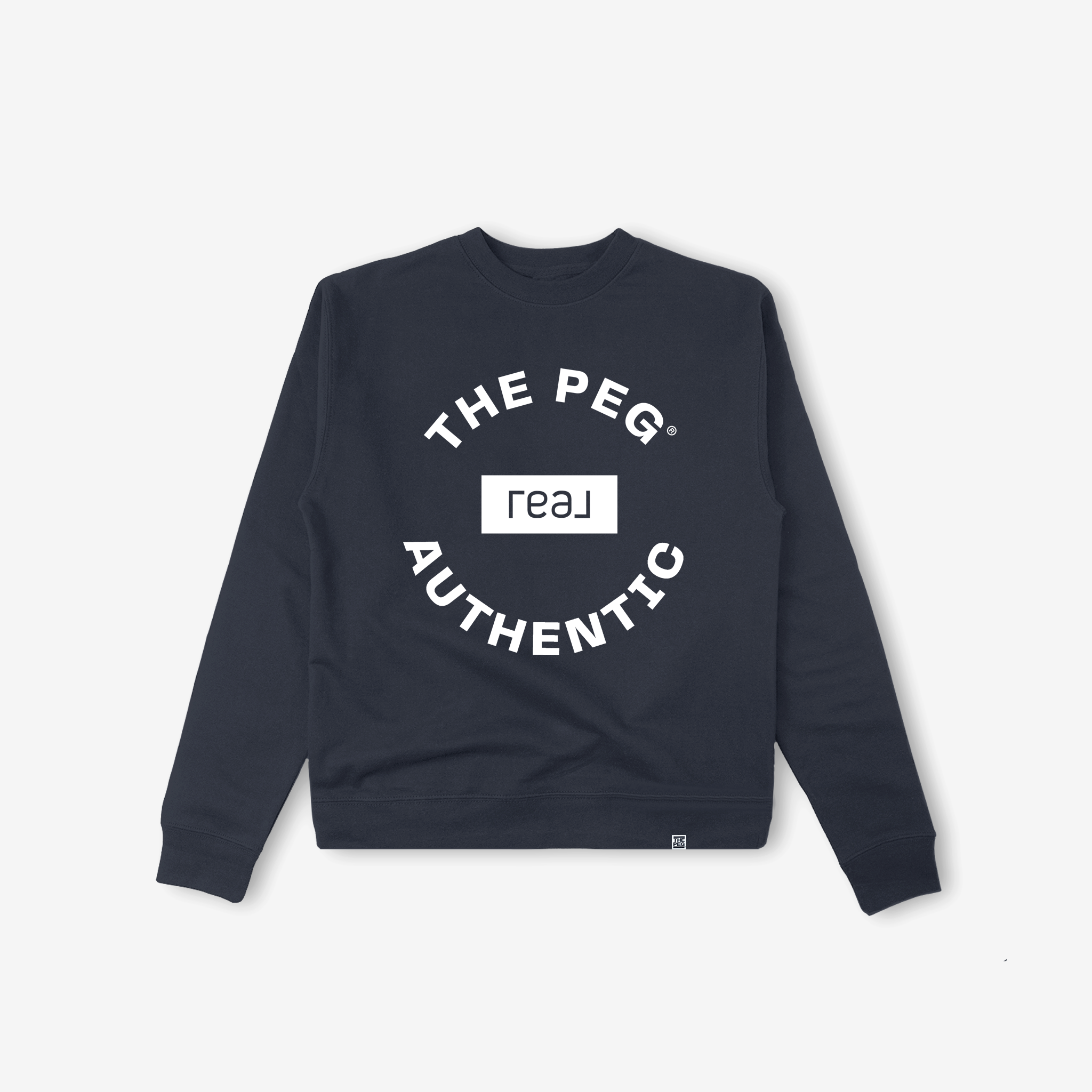 The Peg x REAL Mid Weight Crest Crew (Navy, White)