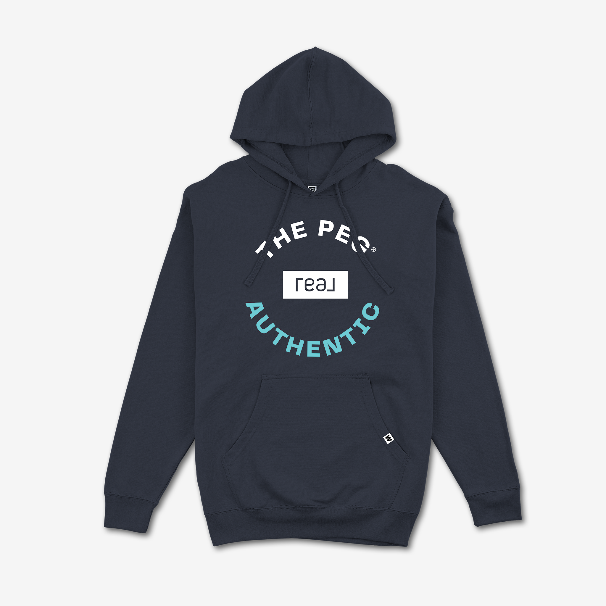The Peg x REAL Mid Weight Crest Hoodie (Navy, Aqua)