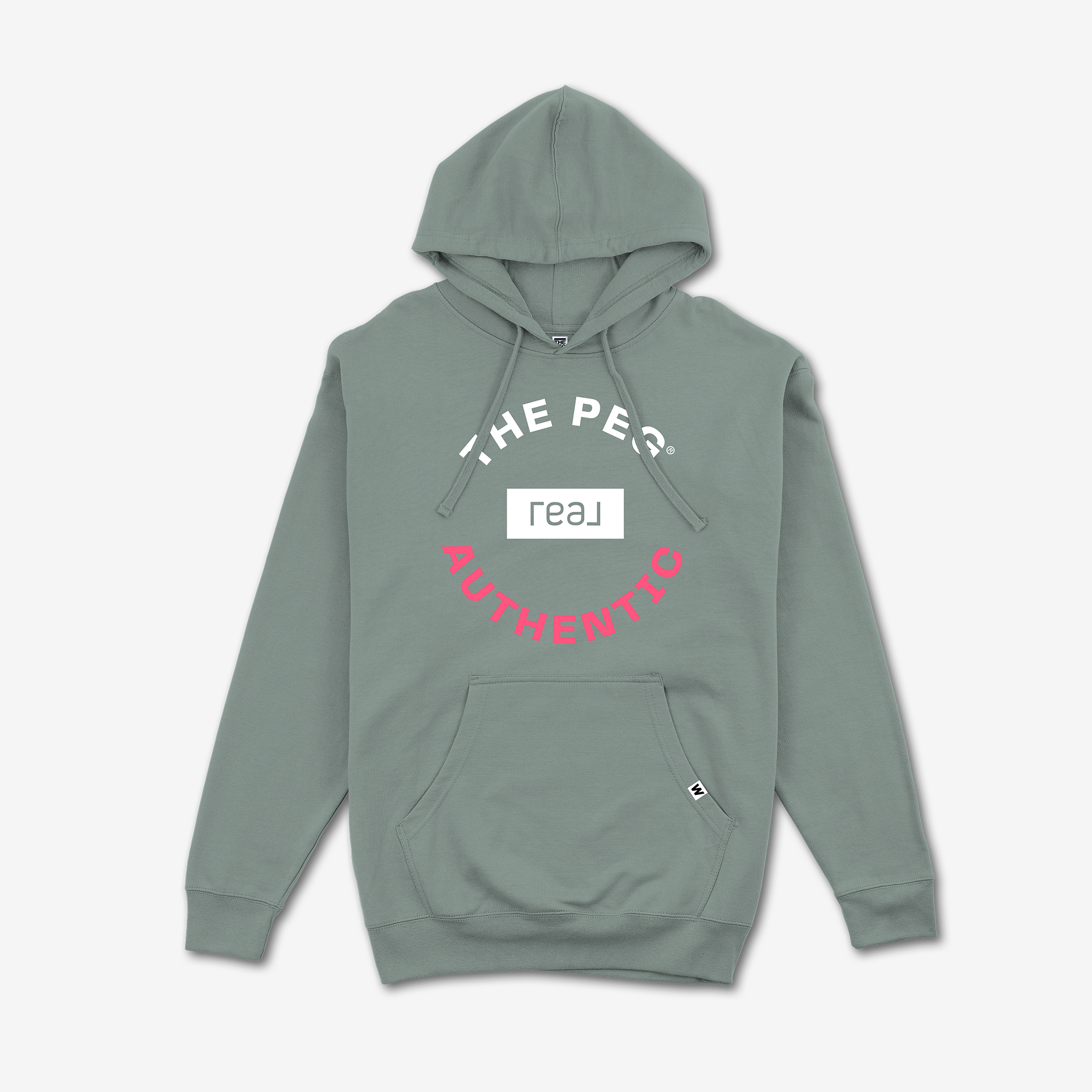 The Peg x REAL Mid Weight Crest Hoodie (Sea Glass, Coral)