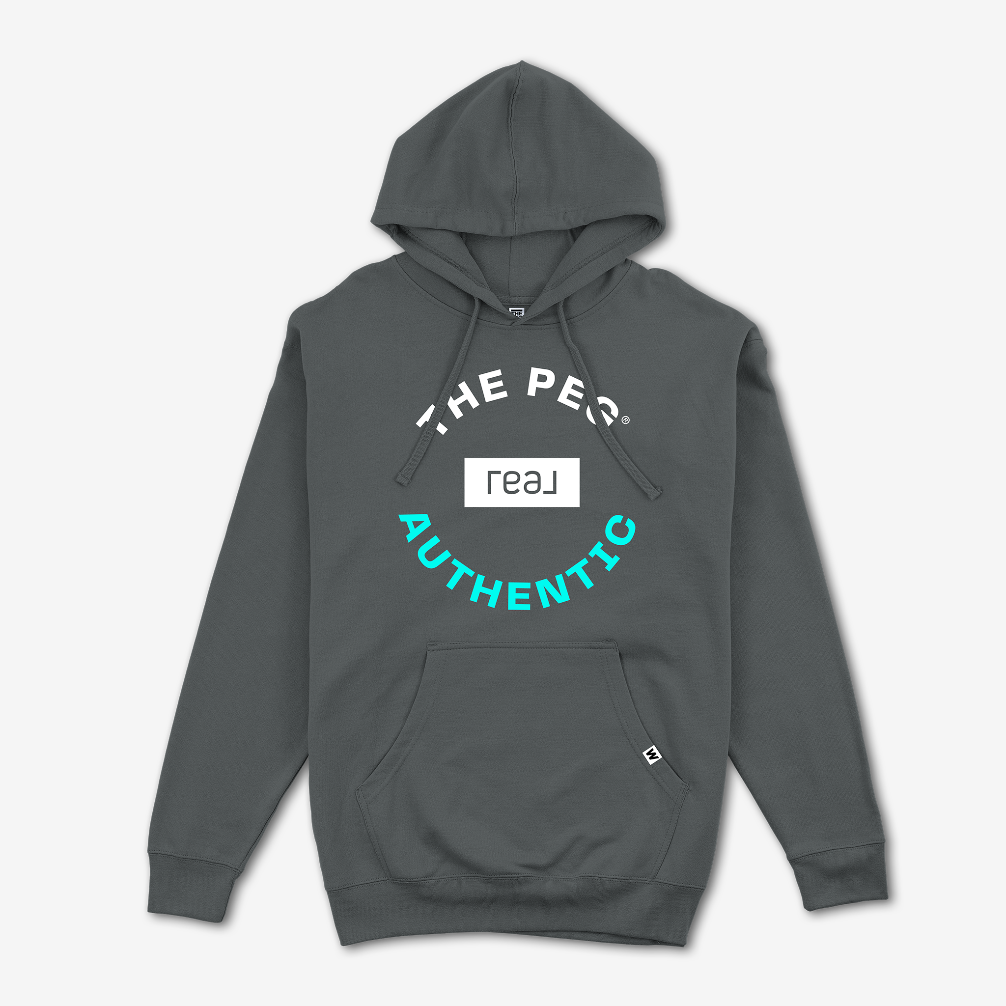 The Peg x REAL Mid Weight Crest Hoodie (Slate, Aqua)