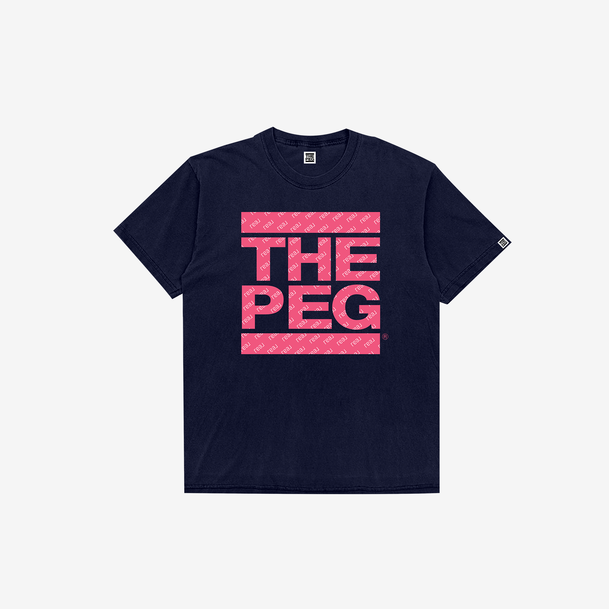 The Peg x REAL unDMC Pattern Tee Shirt (Navy, Coral)