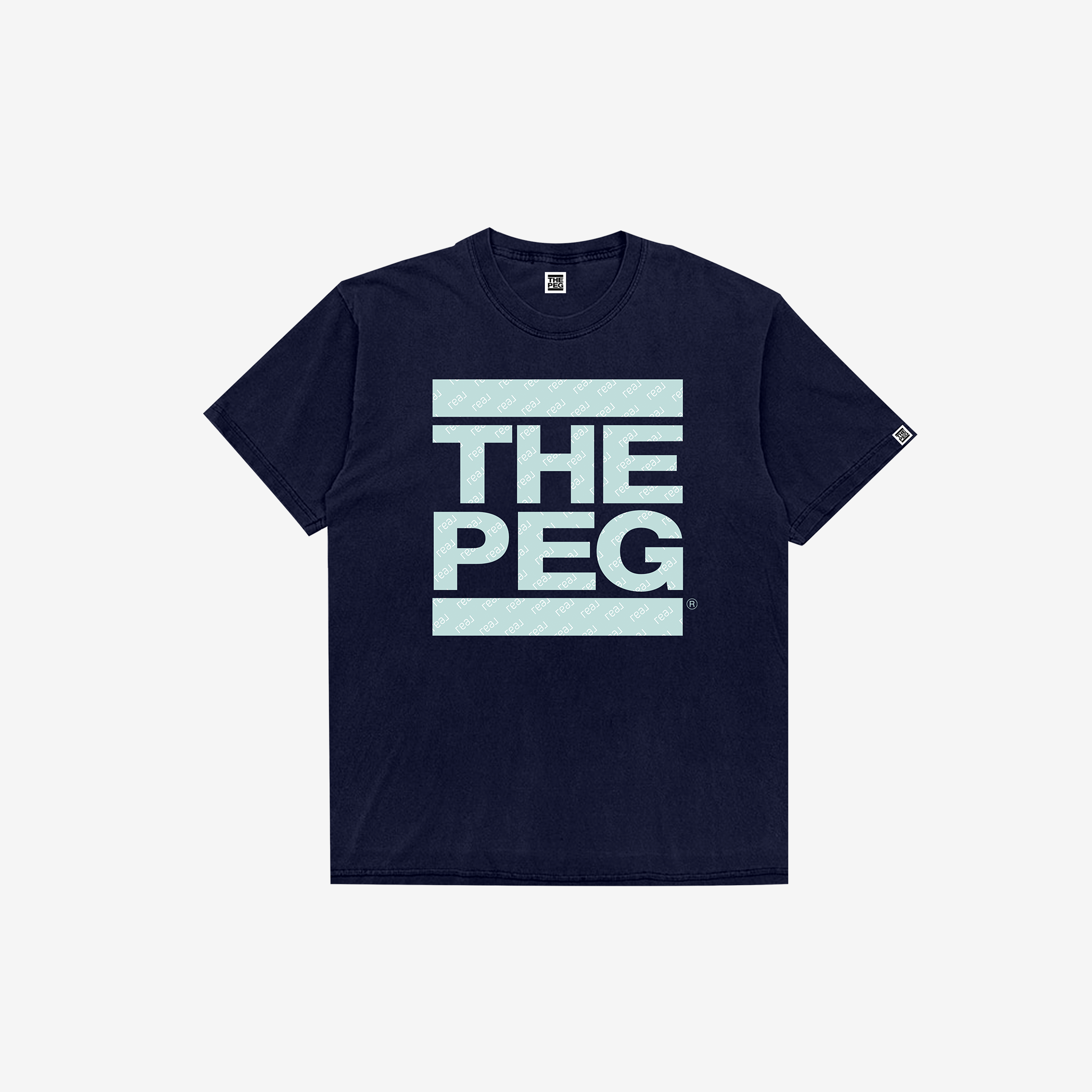 The Peg x REAL unDMC Pattern Tee Shirt (Navy, Sea Glass)