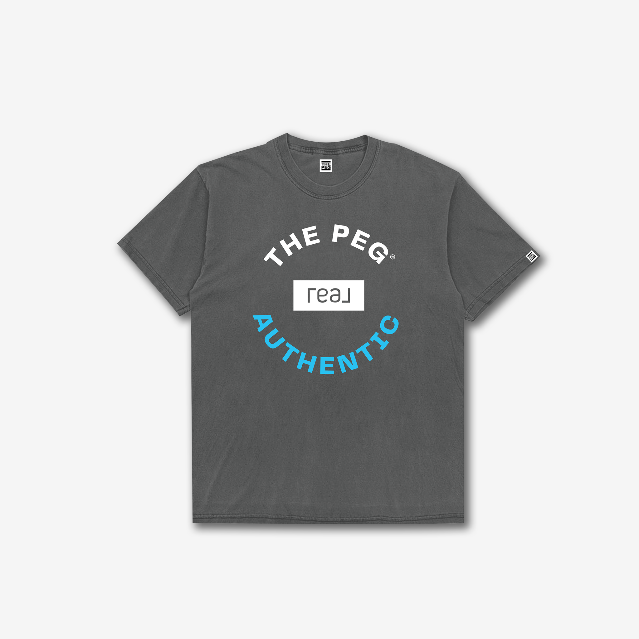 The Peg x REAL Crest Garment Dyed Tee Shirt (Vintage Slate, Legacy Blue)