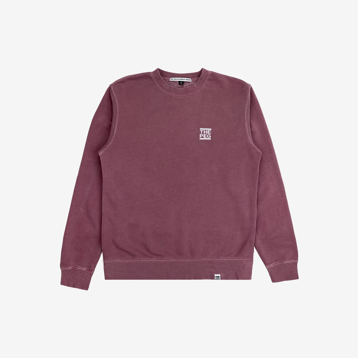 Mid Weight Embroidered Pigment Dyed Crew (Burgundy)
